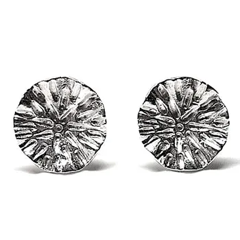 

925 sterling silver earrings m round wrought 14mm. [AB2573]