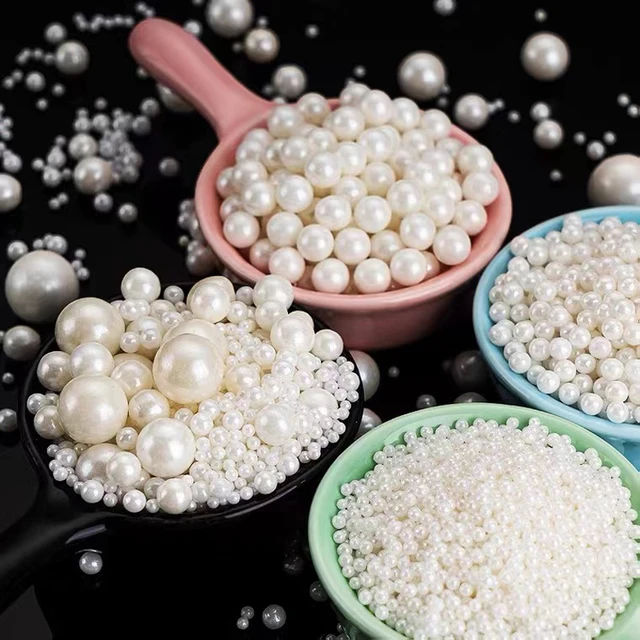 White Edible Sugar Pearls Decoration Balls 4mm 8 Oz 