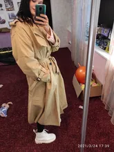 Gabardina larga X holgada de estilo coreano para mujer, abrigo de doble botonadura con cinturón, manto de dama, rompevientos, prendas de vestir de primavera y otoño, color gris