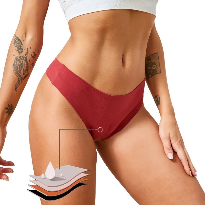 Seamless G-Strings Menstrual Panties Women Sexy T-backs 4-Layer Leak Proof Incontinence Period Briefs New Fashion Lingerie 3