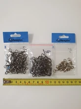 Rompin 30 unids/lote-barril de 3 vías, línea cruzada, giratorio de pesca con anillo sólido, gancho de pesca de latón, Conector de sedal, accesorios de pesca