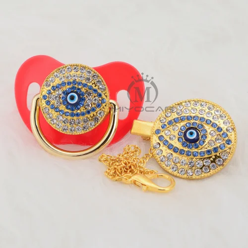 MIYOCAR Bling evil eye пустышка и зажим набор пустышка держатель цепи bling blue lovely eye пустышка уникальный дизайн AEYE-1 - Цвет: AEYE-5-1  6-18M