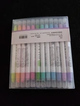 Rotuladores de arte uso didáctico, 12 Uds., rotuladores de doble cabeza de 12 colores, resaltador de cuenta, diario, decoración, marcador de colores Pastel, bolígrafos de notas