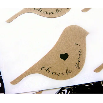 

Design stickers in bird shape,Personalised product stickers,Custom brown kraft labels,Design wedding favor,Design envelope seal