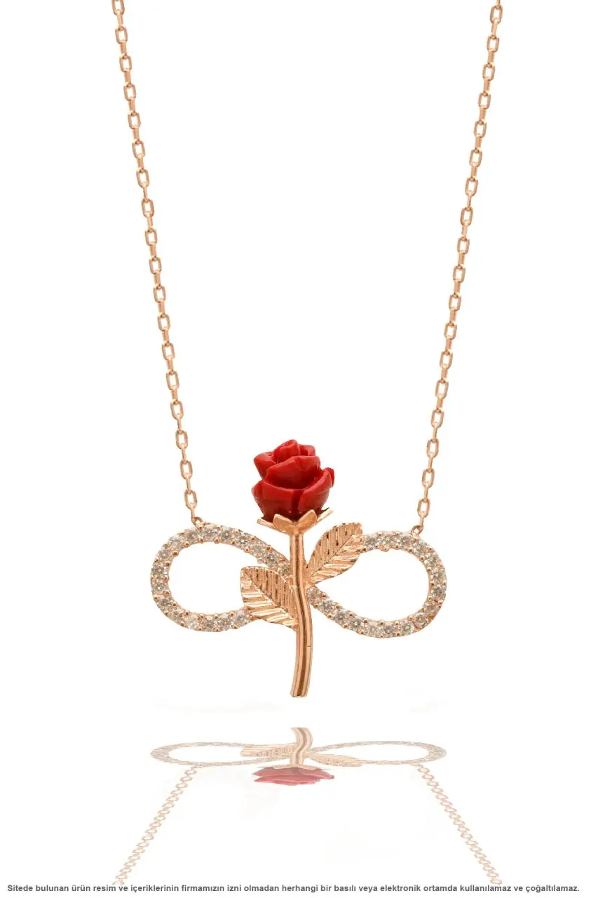 

Rose and Infinity Pattern Cubic Zirconia Women Silver Necklace