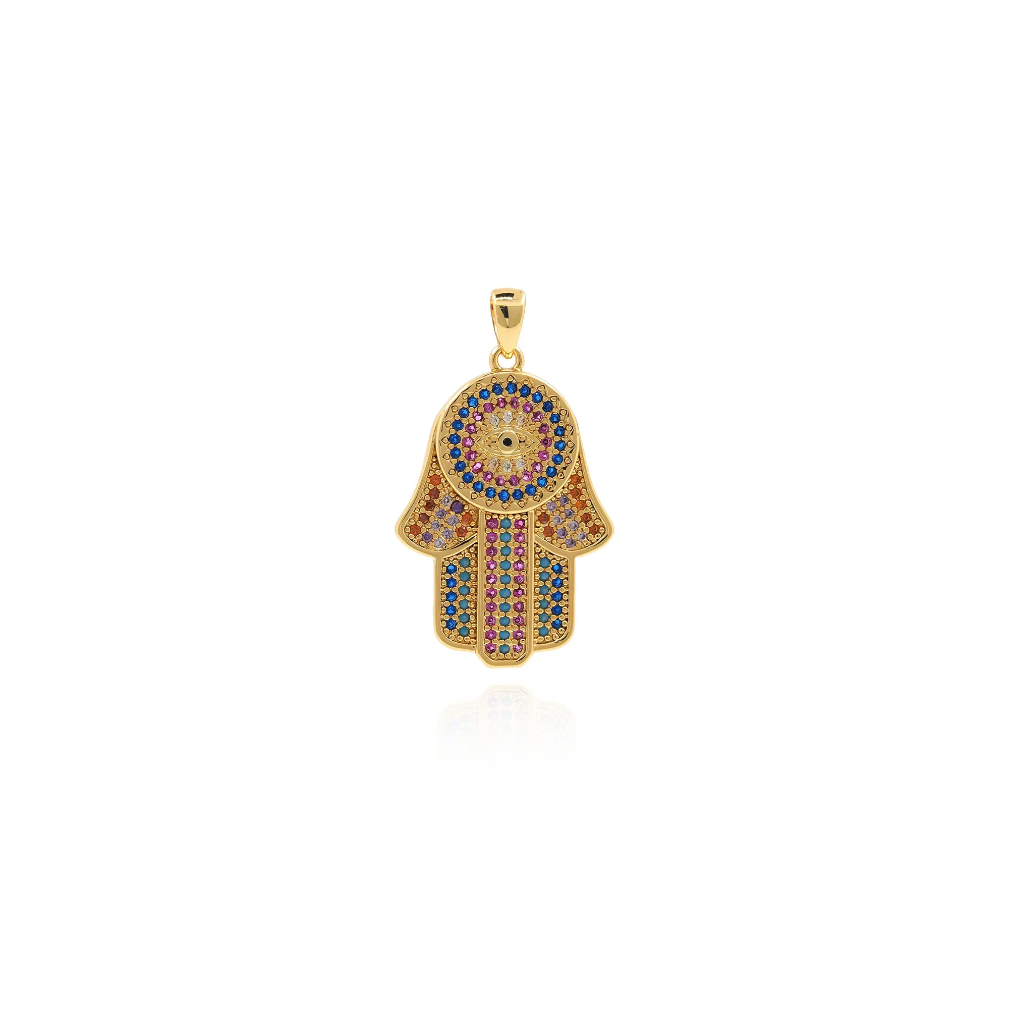 

Brass Copper Zircon Hamsa Handmade DIY Jewelry Charm Pendant Connector Wholesale Evil Eye Jewelry Premium Jewelry