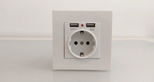 Coswall-Enchufe de pared con puerto USB, toma de corriente de 16A tipo europeo dual, para carga de 5V y 2.1A, con indicador LED, panel gris, negro, blanco o dorado