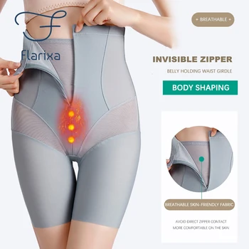 Flarixa 허리 트레이너 바디 셰이퍼 원활한 여성 코르셋 높은 허리 복서 지퍼 강한 플랫 배꼽 팬티 슬리밍 속옷