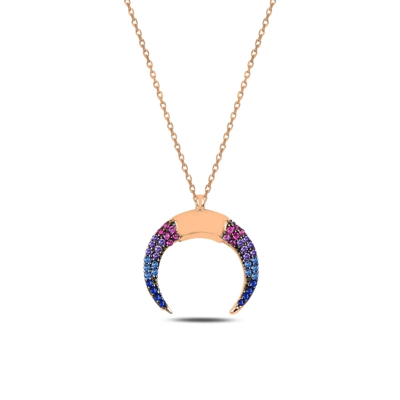 

Armagano Mixed Color Zircon Cubic Zirconia Reverse Crescent Necklace