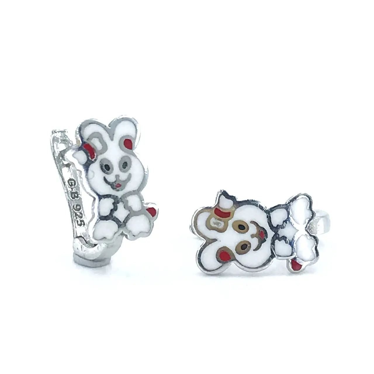 

White Rabbit Gold Model Child Tag Earrings