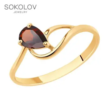 

Sokolov gold ring with Garnet, fashion jewelry, 585, women's male