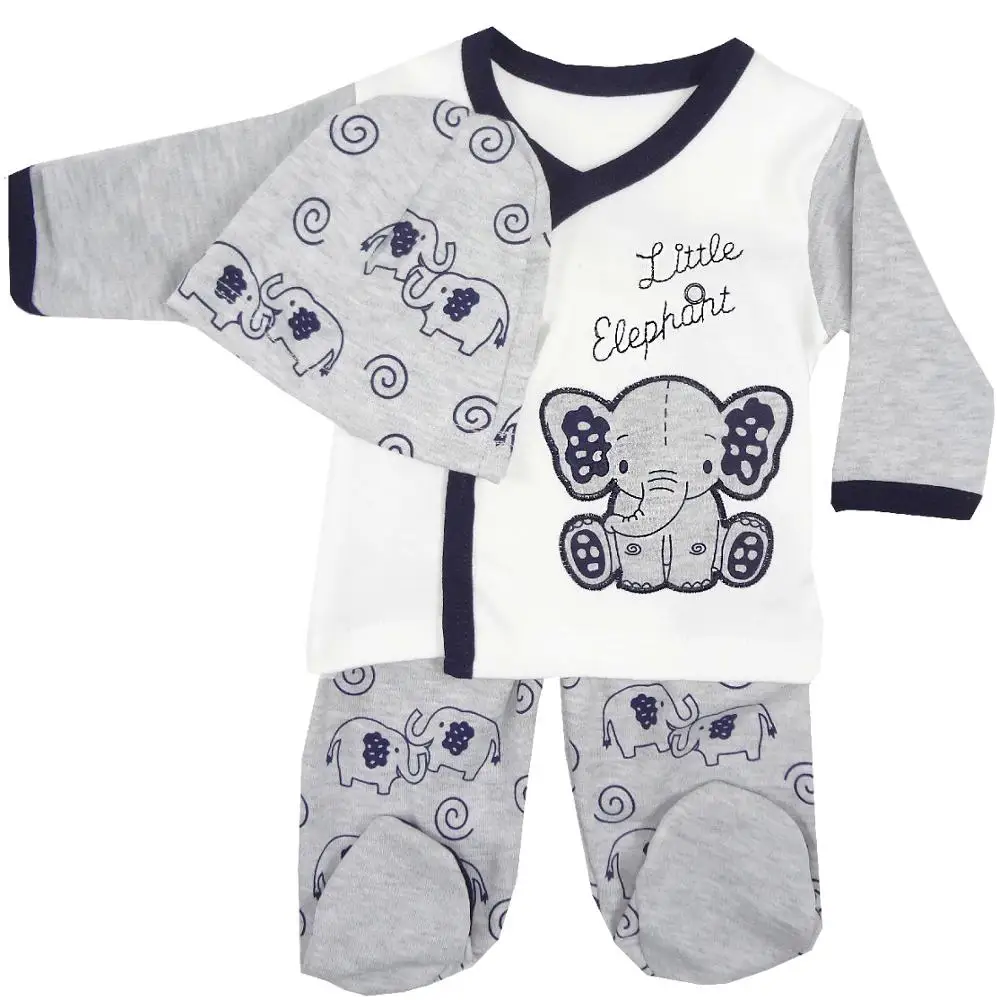 Одежда для новорожденных мальчиков комплект из 3 предметов для детей от 0 до 3 лет, футболка штаны и шапочка, 100 хлопок, мягкий и теплый материал