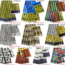 QO19029 DHL-чистый шелк с органзой ткань Африканская абкара африканская вощеная ткань принтом 4+ 2 ярдов органза лента шелк для платья