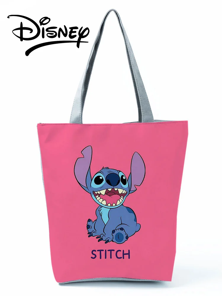Disney Lilo Stitch Printed Handbag Women Eco Reusable Shoppaing Bag Beach High Capacity Tote Cartoon Shoulder Bag Custom Pattern 