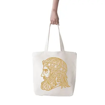 

Angemiel Bag Large King Head Line Art Shopping Beach Tote Bag