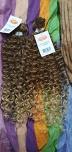 Ídolo de moda Afro rizado pelo sintético resistente al calor, paquetes de pelo de onda profunda extensiones marrón 2 unids/lote 26 pulgadas de la armadura del pelo