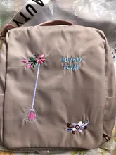 Mochila informal de tela Oxford con flores bordadas para mujer, bolso escolar para el hombro, para viajes diarios, antirrobo