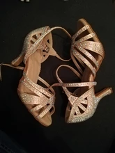 WUXIJIAO-Zapatos de baile de satén con diamantes de imitación para mujer, baile latino, suela suave, para salsa, tacón de 5 a 10cm