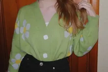 Neploe-Suéter de cuello de pico suelto para mujeres, jersey estilo Preppy de punto con flores, cárdigans, elegante, grueso, con impreso, corto, abrigo informal, 46565