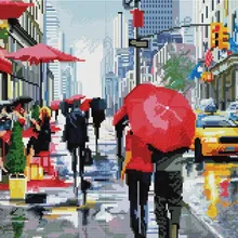 Алмазная мозаика GF 1381 Дождь в Нью-Йорке 40*50