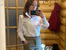 Turtleneck Blouse Puff-Sleeve White Shirt Ladies Top OOTN Office Elegant Casual Solid