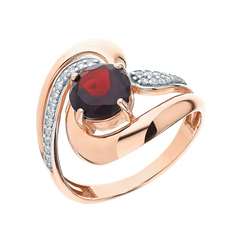 

Silver ring with cubic zirconia and Garnet sunlight sample 925