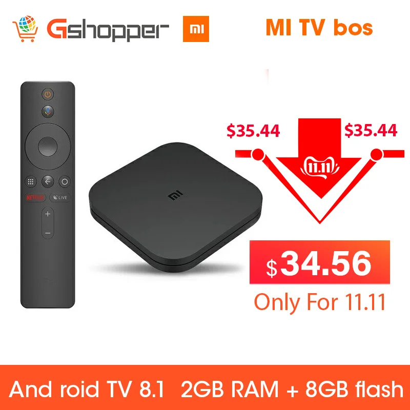 Billig Globale Original Xiao mi mi BOX TV BOX S Neue Ankunft Android 8.0 2G 8G Smart Quad Core HDR Film Set top Box Multi sprache