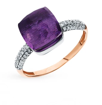 

Gold ring with amethyst sunlight sample 585