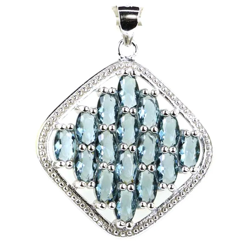 33x26mm Jazaz 사각형 모양 5.5g Ravishing 리얼 블러드 루비 탄자나이트, 런던 블루 토파즈 925 솔리드 펜던트