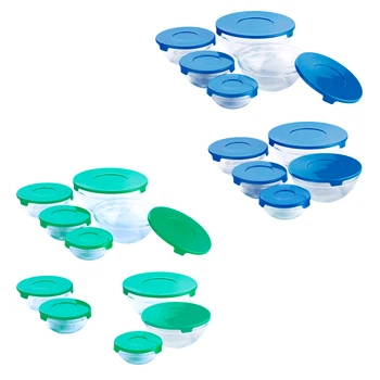 

Pack of 10 tuppers glass in blue or green microwave-safe, refrigerated and dishwasher in various sizes
