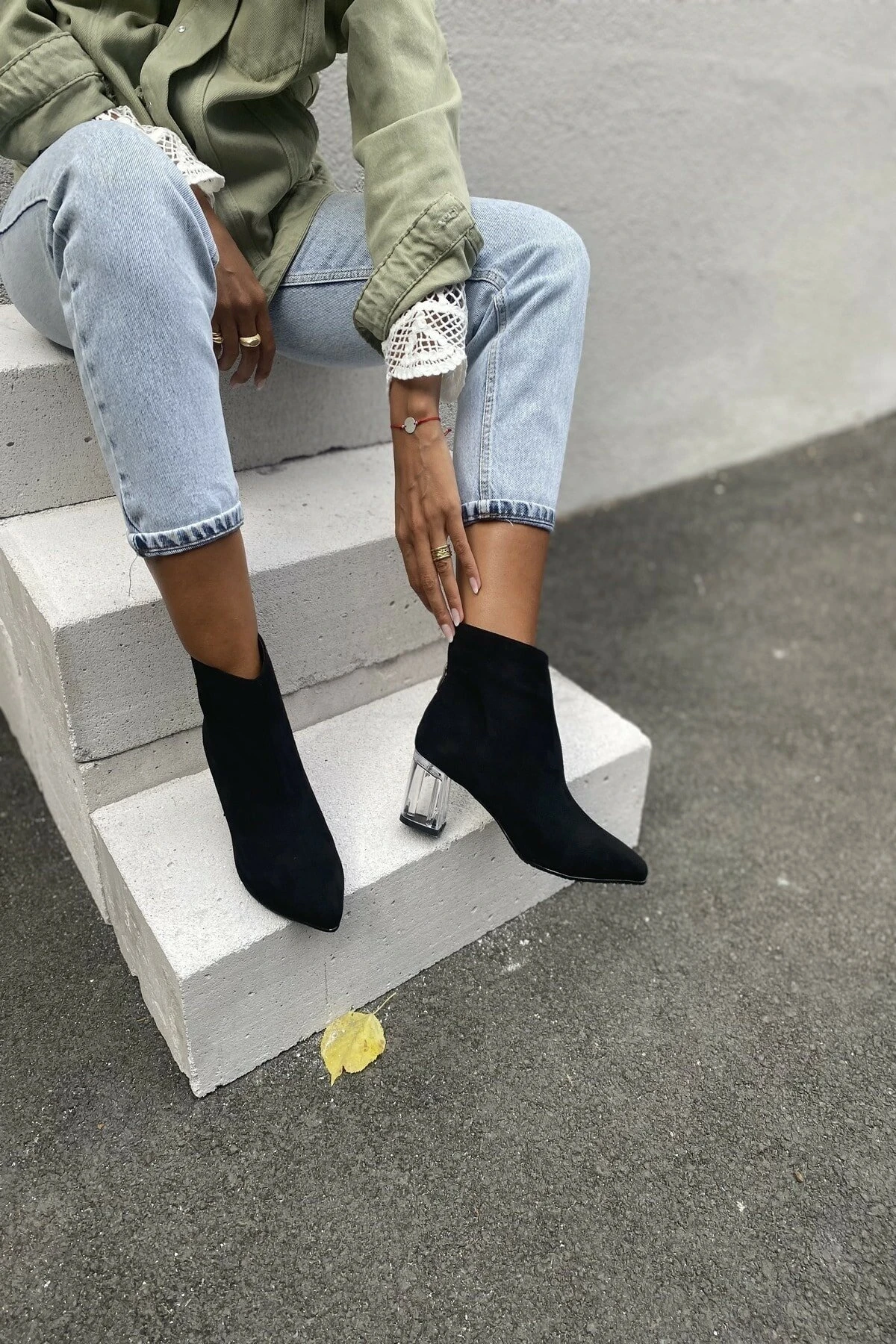 Botas con punta estrecha y tacón transparente para mujer, Botines de tacón grueso, zapatos de invierno hermosos, elegantes y cálidos|Botas hasta tobillo| -