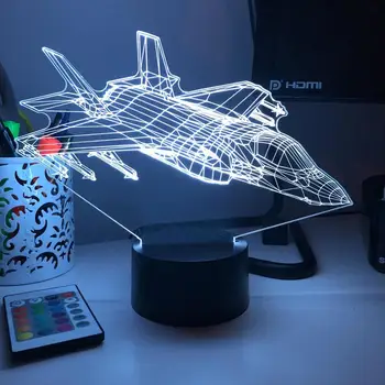 

Military F-35 Lightning II Multi-Role Fighter Jet 3D Night Light Optical Illusion LED Lamp Lampara Lighting Creative LED Lamps