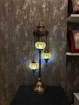 

3 Ball Turkish Mosaic Floor Lamp Mediterranean style Art Deco Handcrafted mosaic Glass romantic Decorative indoor light