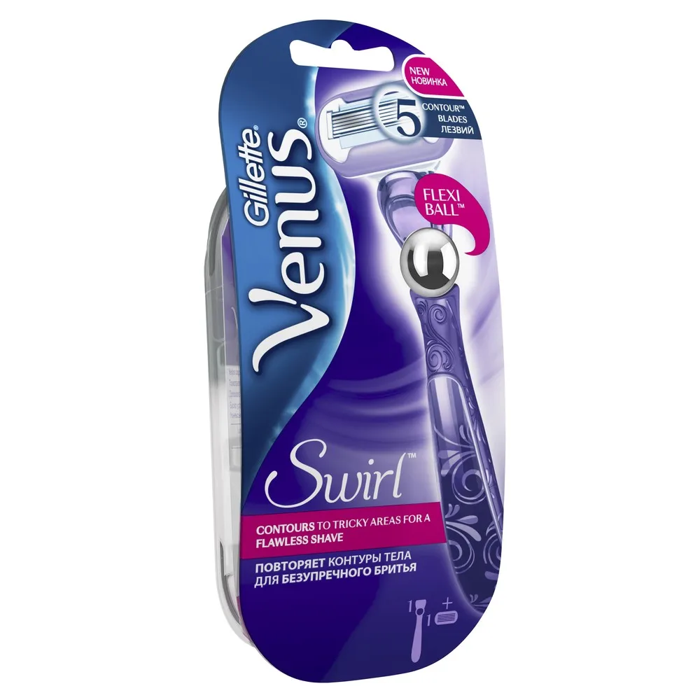Женская бритва Gillette Venus Swirl Flexiball + сменный картридж 1 шт. Для женщин для бритвенный