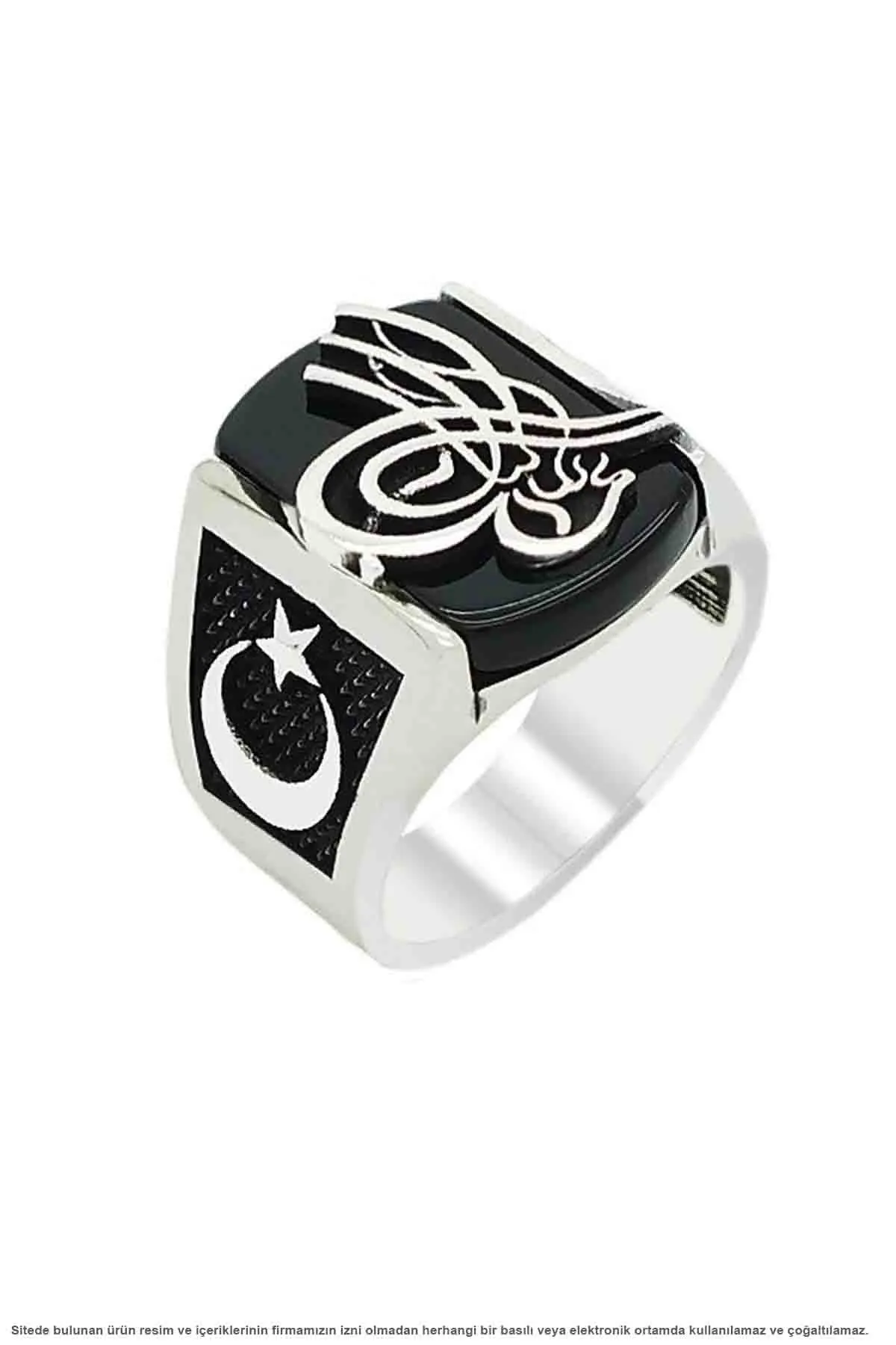 

Black Onyx Stone Over Ottoman Monogram Tooling Men 'S Ring