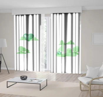 

Curtain Sailing with Love Heart on a Boat Heart-shaped Sun Shining through Clouds Cute Fun Art Printed Green