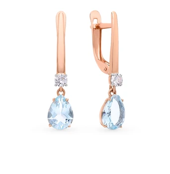 

Gold earrings with Topaz and cubic zirconia sunlight sample 585