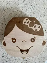 Caja de dientes de madera para bebé, organizador para guardar dientes de leche, Umbilica, inglés, holandés, español, portugués, francés, ruso