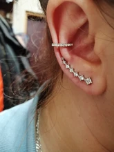 Pendiente falso de cartílago para mujer, pendiente de cristal de circonita, envoltura de oreja con Clip en la oreja