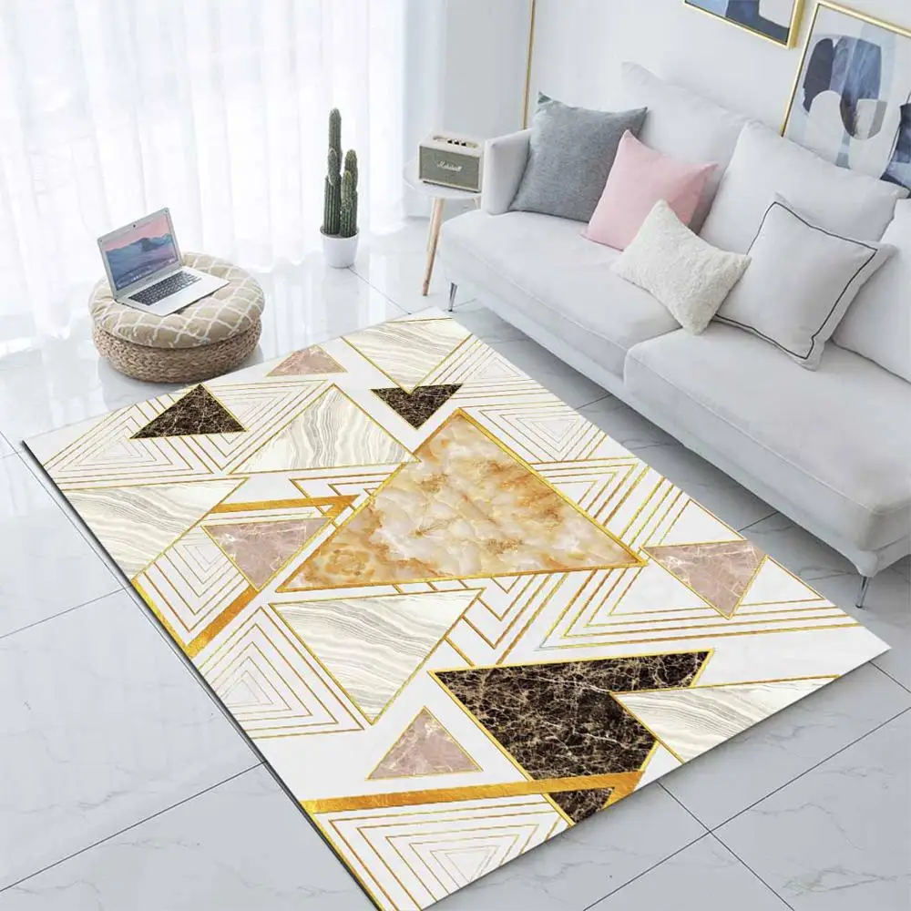 Еще коричневый желтый треугольники геометрический Nordec 3d принт Нескользящая микрофибра Гостиная декоративный современный моющийся коврик