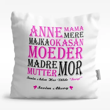 

Personalized Your Name In Any Language Love Design White Satin Pillow-2