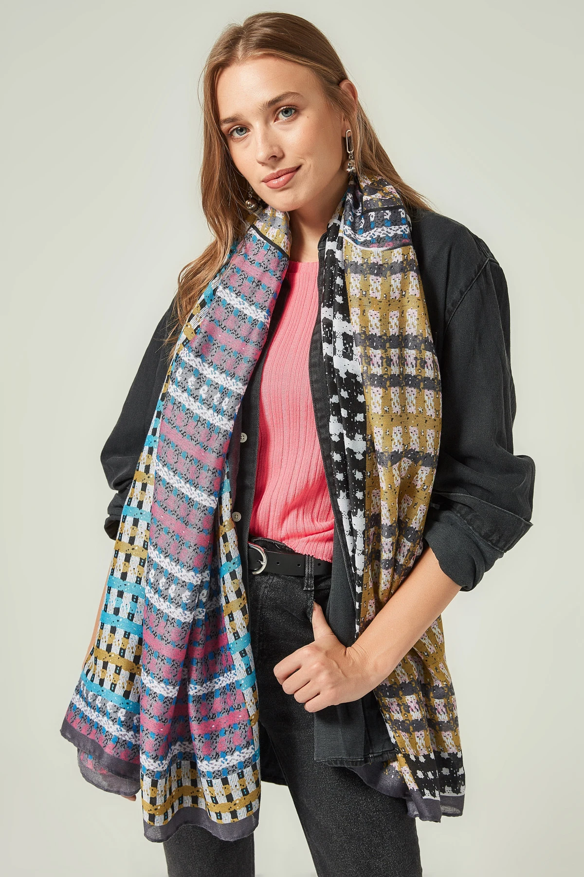 

Coton Polyester Women's Scarf Shawl Ethnic pattern Lilac