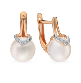

Gold earrings with cubic zirconia and pearls sunlight sample 585