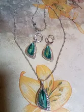 Juegos de joyas para mujer, bodas, Plata de Ley 925, collar de circonia cúbica verde, juegos de pendientes