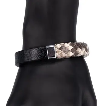 

Leather bracelet (genuine leather, magnetic lock, black) 53467