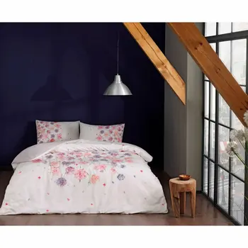 

Tac Textile Ranforce Ezra Soft Feel Hypoallergenic % 100 Cotton 4 Pieces Double Duvet Cover Set with Flat Sheet pınk