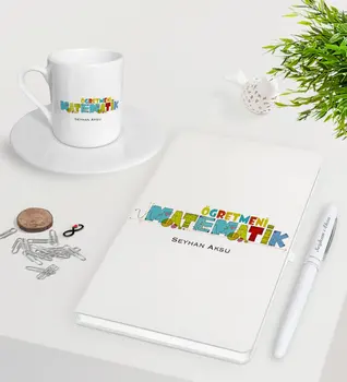 

Personalized Math Teacher White Notebook Pen Turkish coffee Cup Seti-2