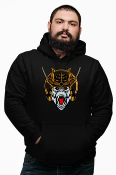 

Angemiel Wear Samurai Monkey Black Male Hooded Sweatshirt