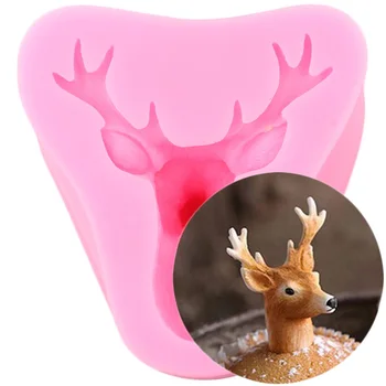 

3D Deer Cupcake Topper Silicone Mold Christmas Cake Baking Molds DIY Chocolate Fondant Cake Decorating Tools Polymer Clay Mould