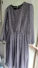 Women Summer Spring-Dress Vestidos A-Line Long-Sleeve Dot Print Midi Chiffon S.FLAVOR